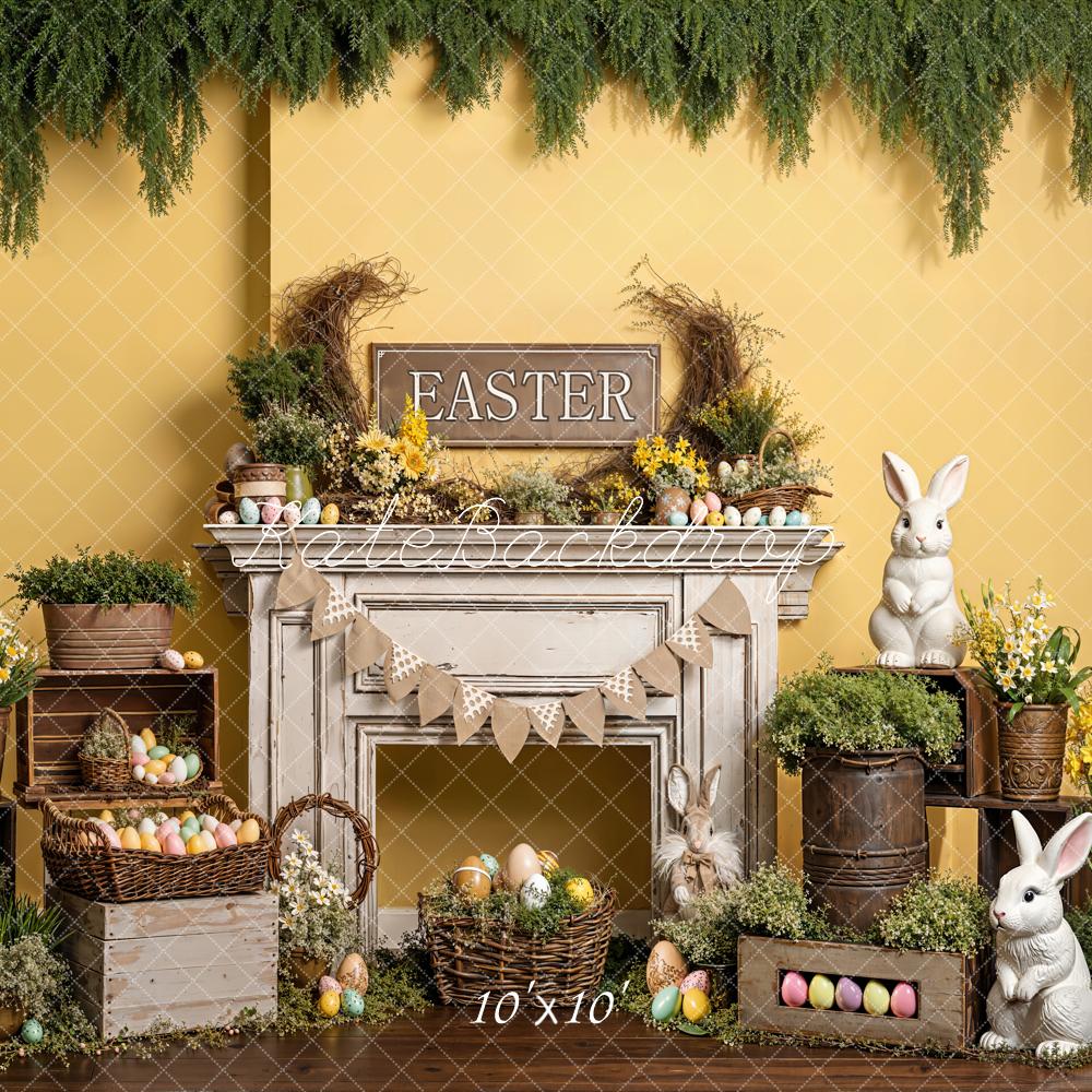 Kate Easter Bunny Eggs Fireplace Backdrop Designed by Emetselch