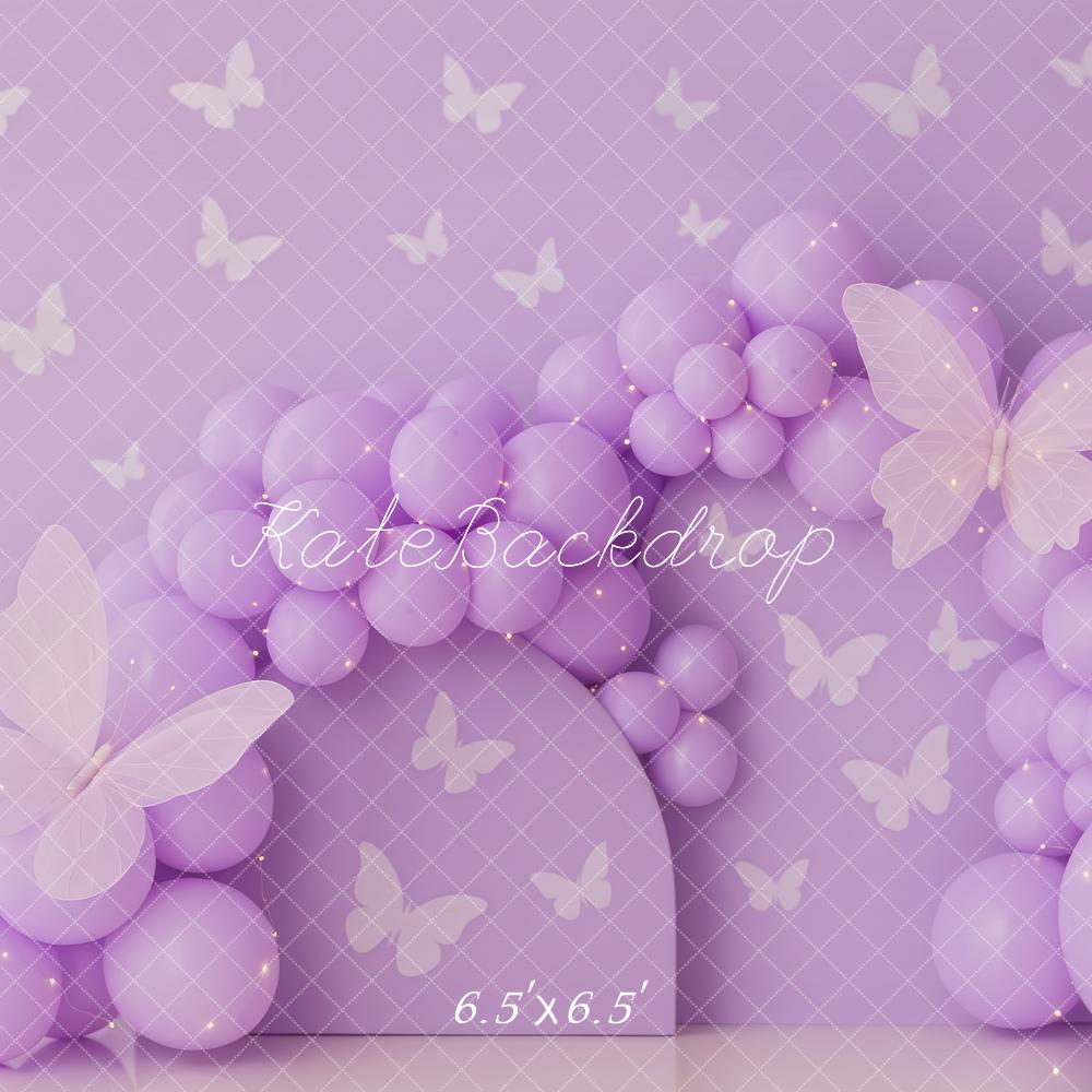 Kate Purple Balloon Cake Smash Butterfly Backdrop Designed by Patty Roberts - Kate Backdrop AU