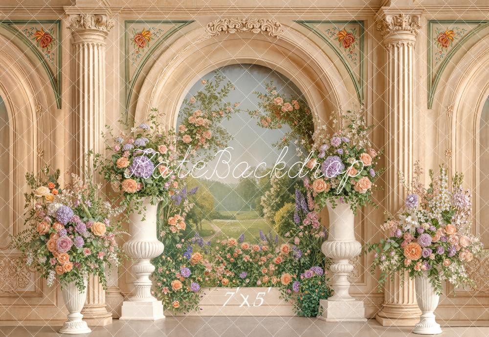 Kate Flower Arch Classical Columns Backdrop Designed by Emetselch