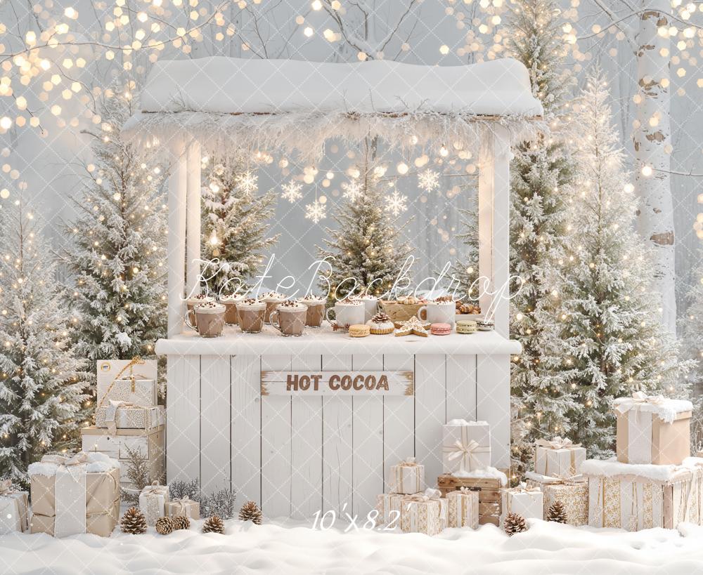 Kate Winter Hot Cocoa Stand Bokeh Backdrop Designed by Emetselch