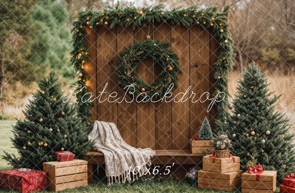Kate Christmas Wooden Wall Wreath Presents Backdrop Designed by Emetselch