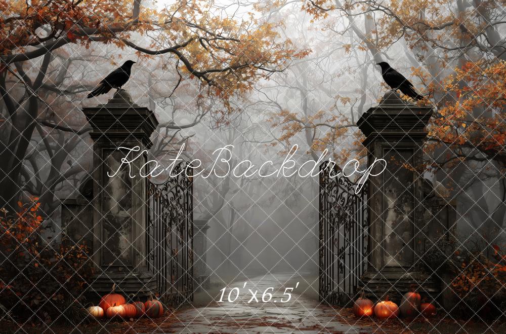 Kate Halloween Iron Gate Pumpkins Backdrop Designed by Patty Roberts