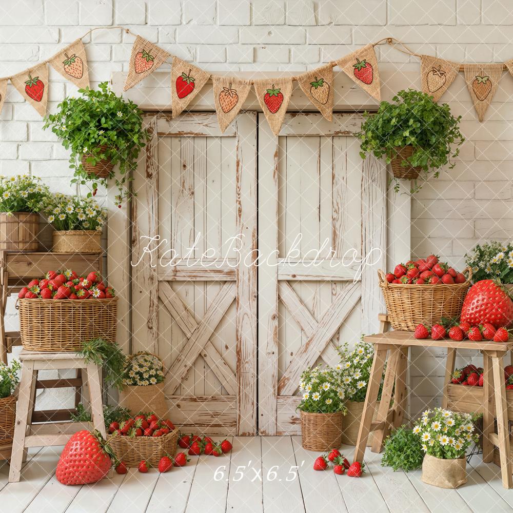Kate Retro Door Spring Strawberry Backdrop Designed by Emetselch