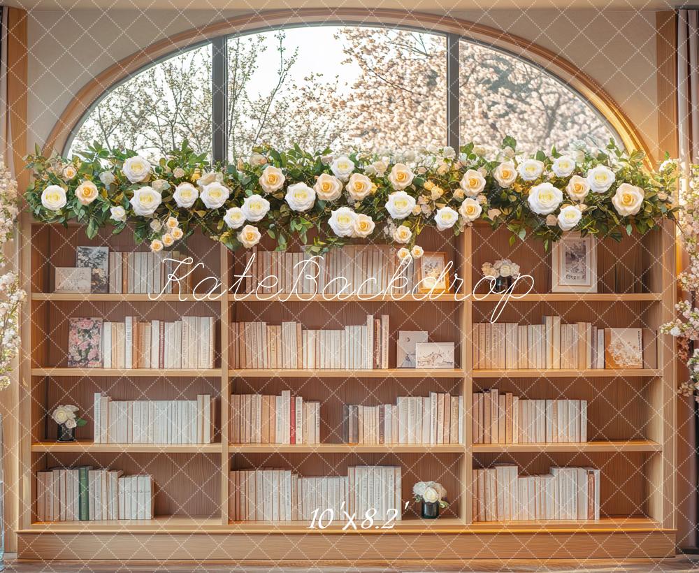 Kate Flower Arch Bookshelves Window Backdrop Designed by Mini MakeBelieve