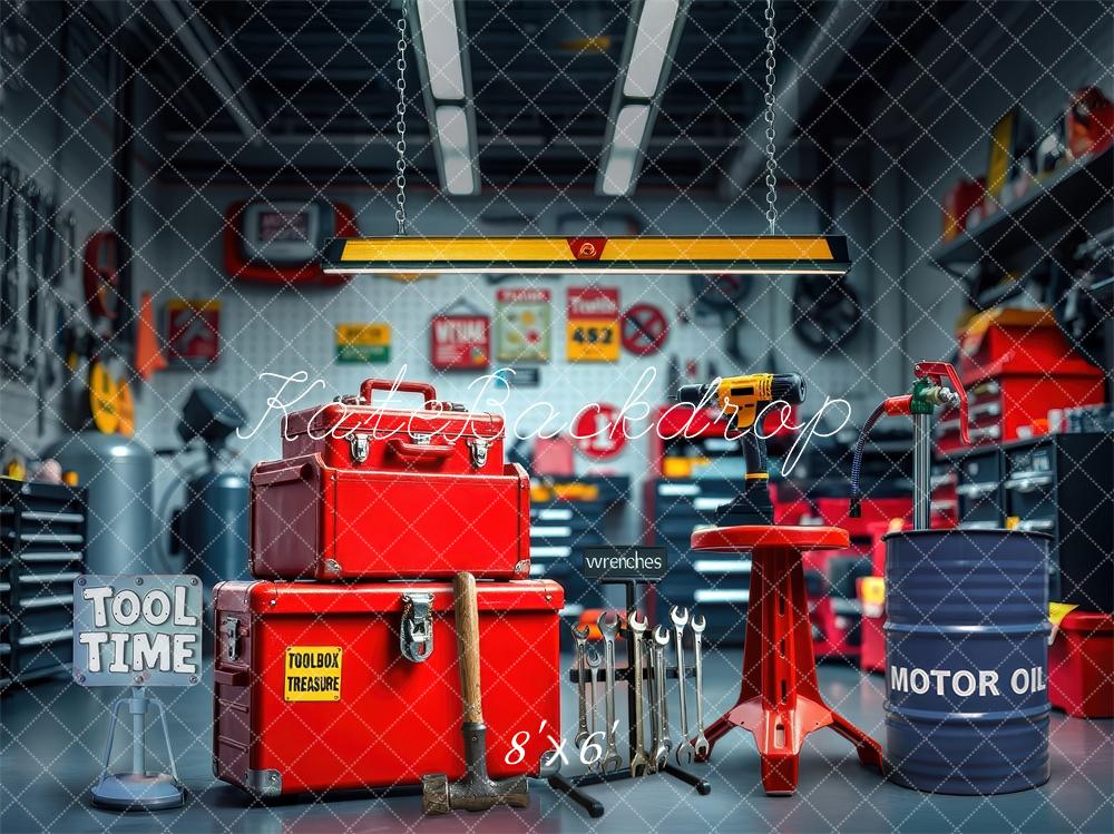 Kate Garage Red Toolbox Workshop Backdrop Designed by Laura Bybee - Kate Backdrop AU