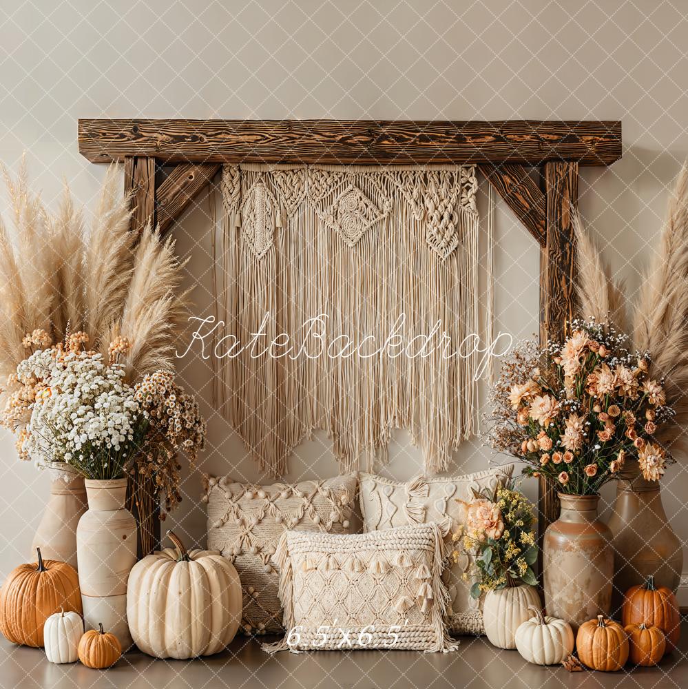 Kate Boho Macrame Pumpkins Autumn Backdrop Designed by Emetselch