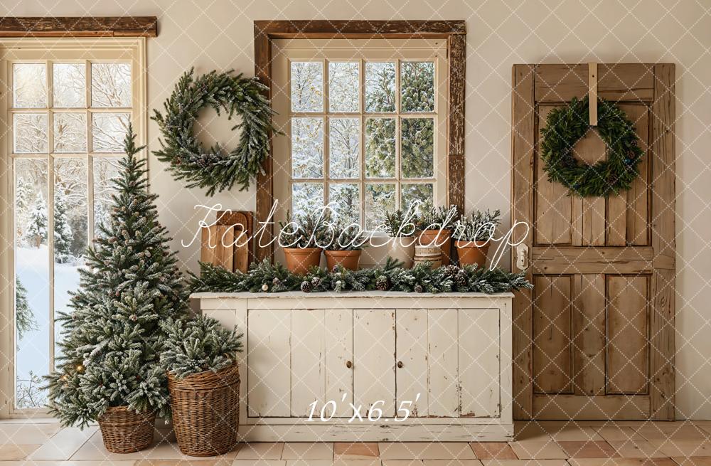 Kate Christmas Tree Retro Cabinet Fleece Backdrop Designed by Chain
