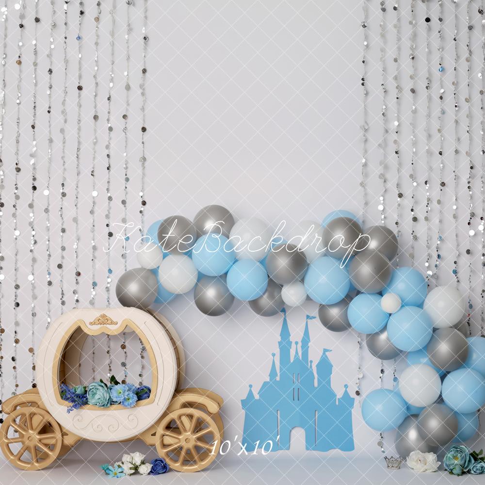 Kate Carriage Blue Castle Balloons Backdrop Designed by Melissa King