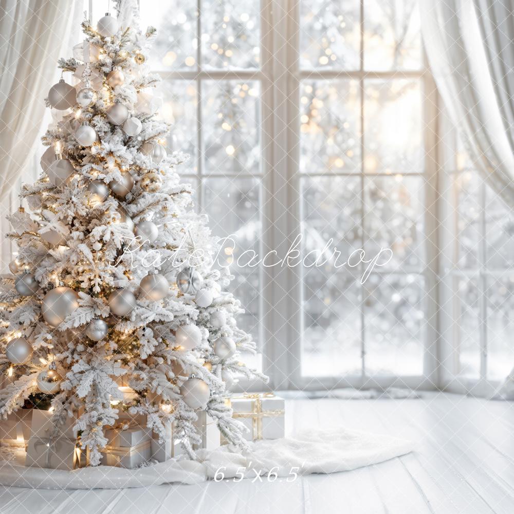 Kate Christmas Snowy Tree Window Backdrop Designed by Emetselch