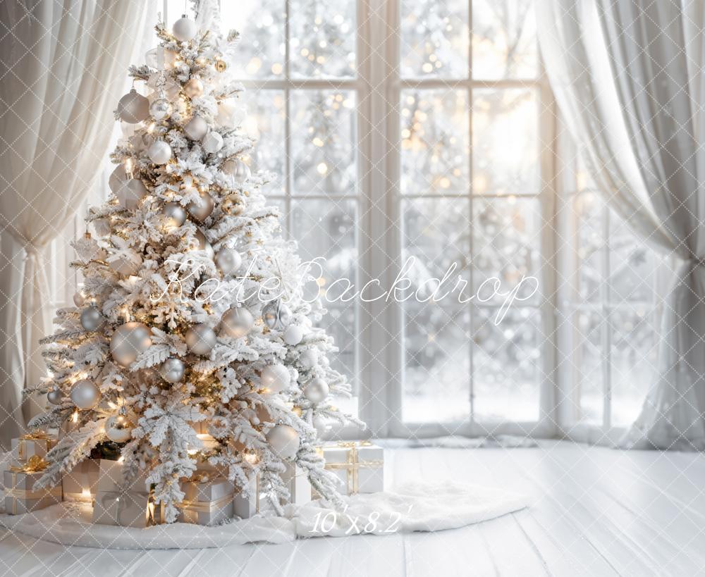 Kate Christmas Snowy Tree Window Backdrop Designed by Emetselch