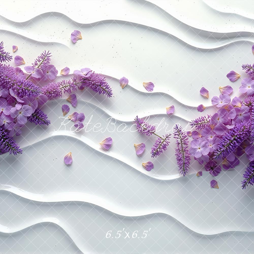 Kate Purple Floral Waves Backdrop Designed by Mini MakeBelieve