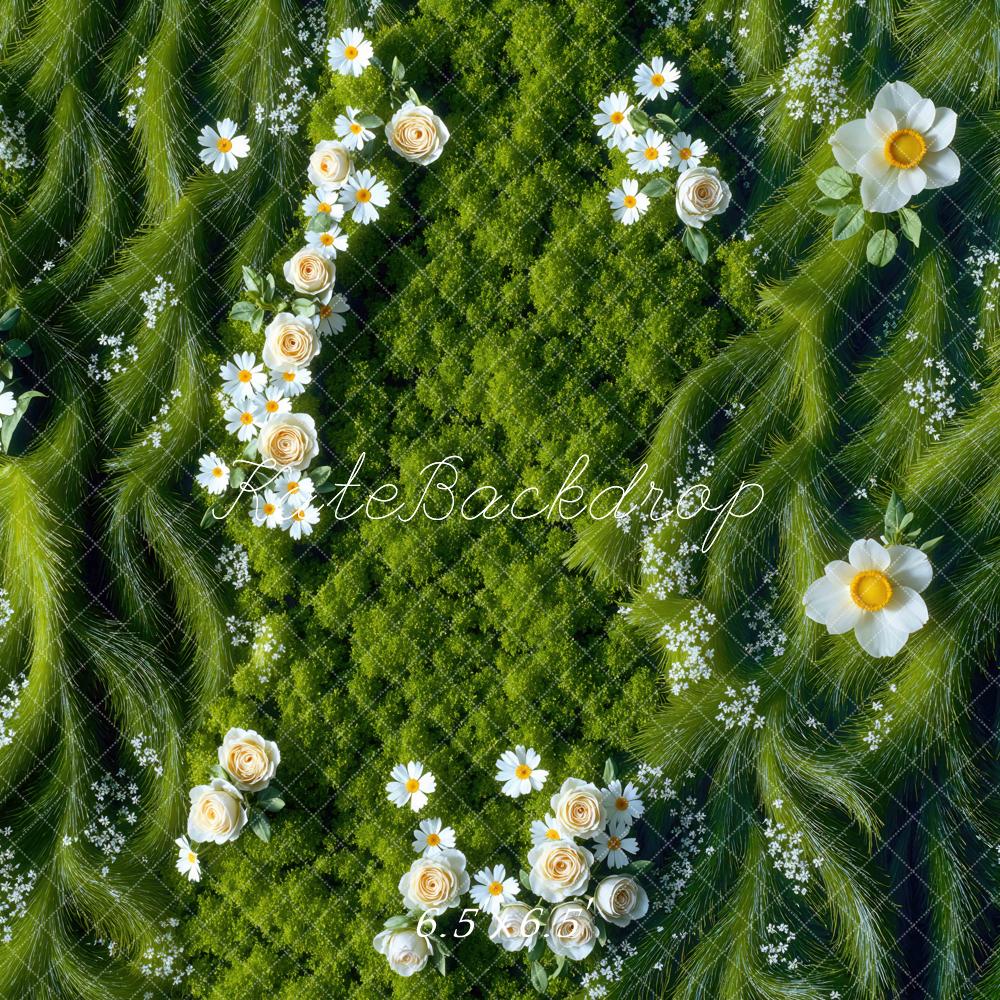 Kate Green Grass Daisy Backdrop Designed by Mini MakeBelieve