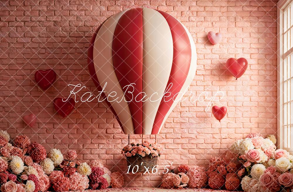 Kate Hot Air Balloon Heart Brick Backdrop Designed by Emetselch
