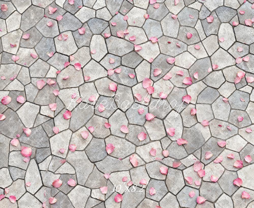 Kate Cobblestone Pink Petals Ground Fleece Backdrop Designed by Emetselch