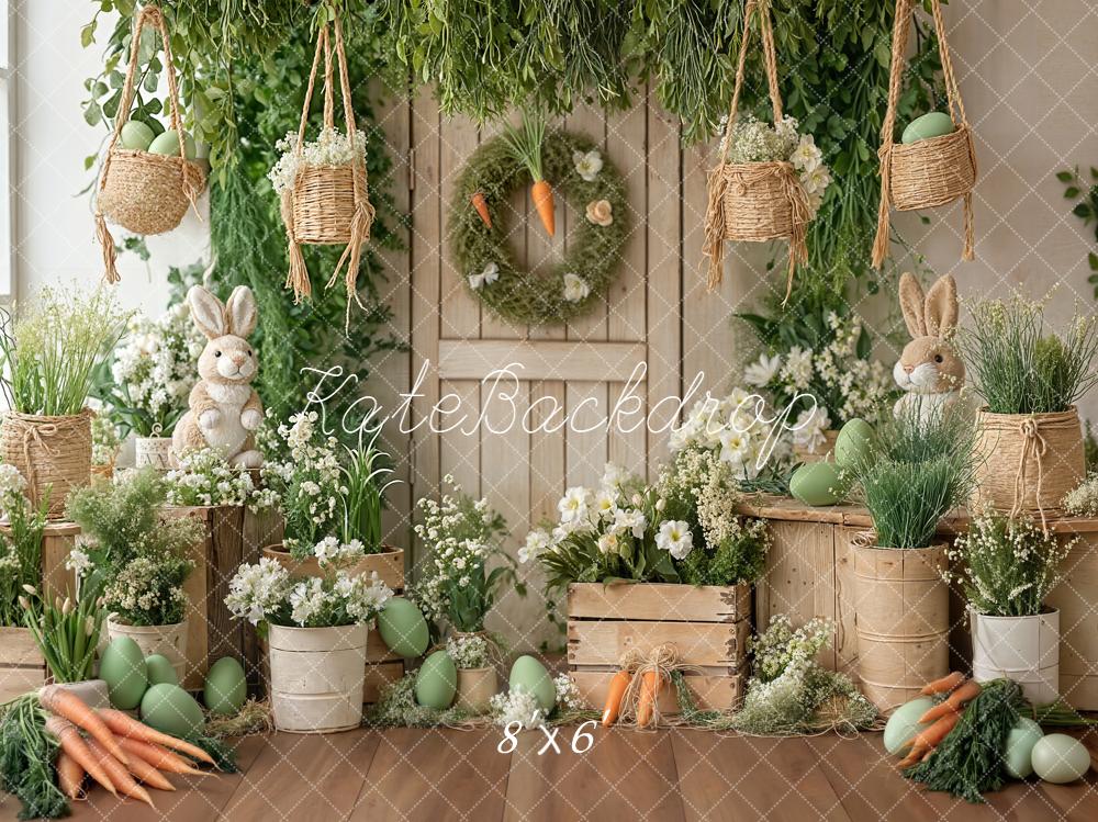 Kate Easter Bunny Carrots Flowers Backdrop Designed by Emetselch