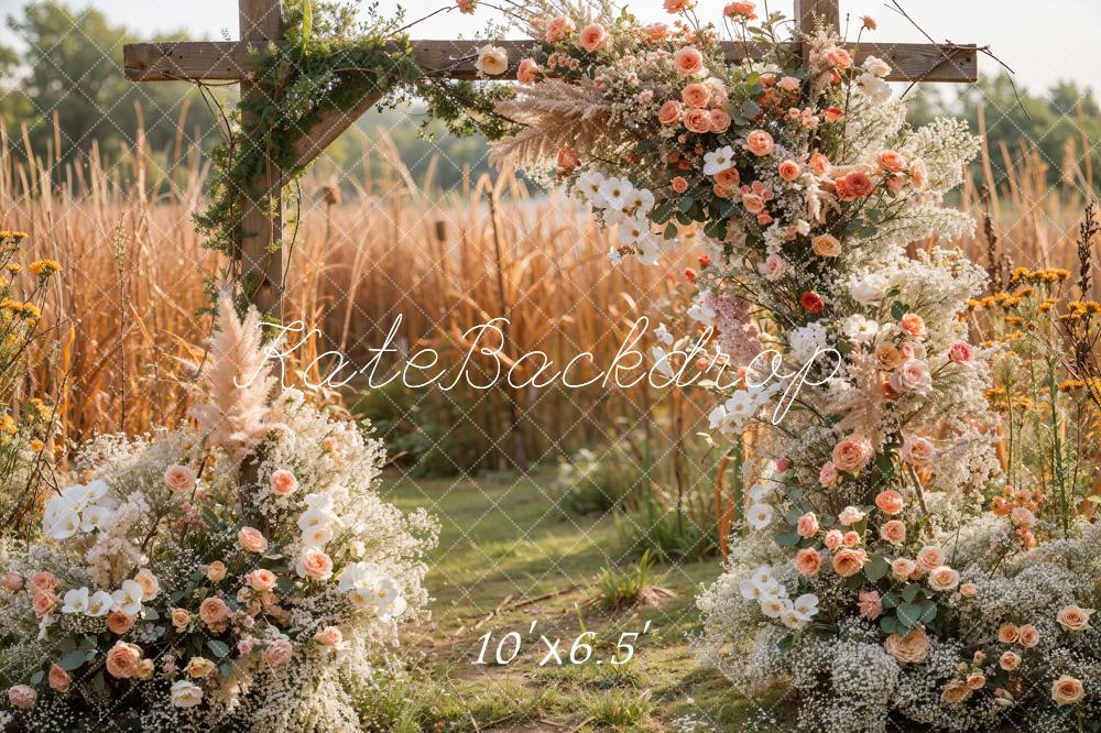 Kate Autumn Wedding Blush Roses Field Backdrop Designed by Emetselch