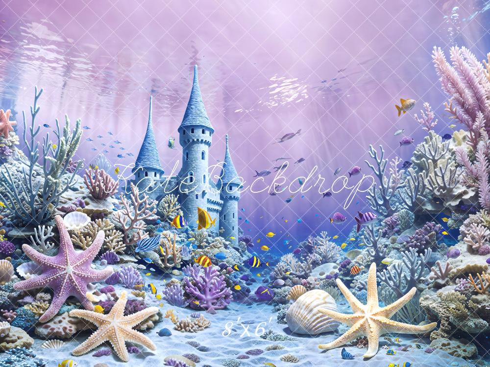 Kate Mermaid Underwater Castle Coral Starfish Backdrop Designed by Emetselch