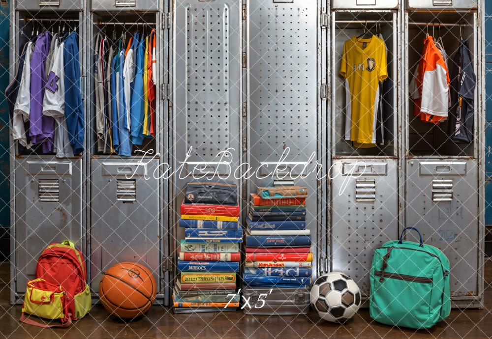 Kate Back to School Lockers Sports Balls Backdrop Designed by Emetselch - Kate Backdrop AU