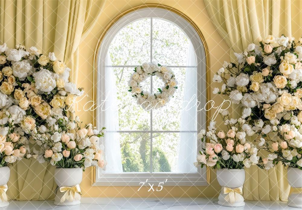 Kate Spring Arch Yellow Window Curtains Backdrop Designed by Mini MakeBelieve - Kate Backdrop AU