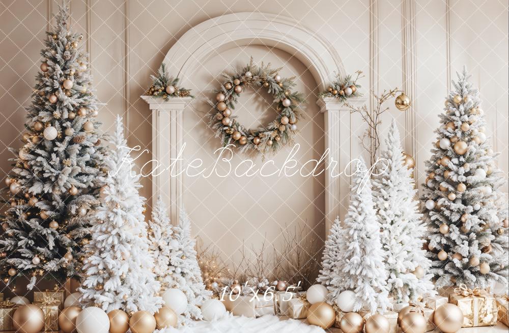 Kate Christmas Snowy Trees Wreath Archway Backdrop Designed by Emetselch