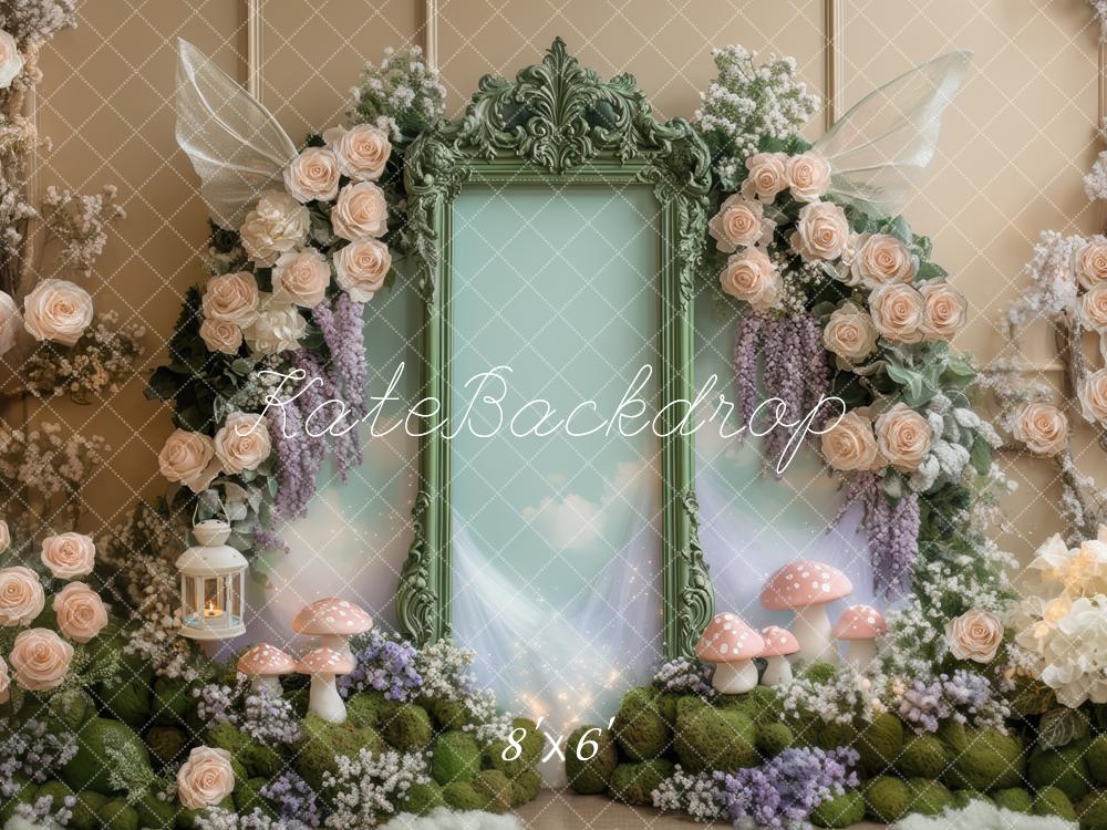 Kate Fairy Fantasy Floral Wings Mushrooms Backdrop Designed by Mini MakeBelieve - Kate Backdrop AU
