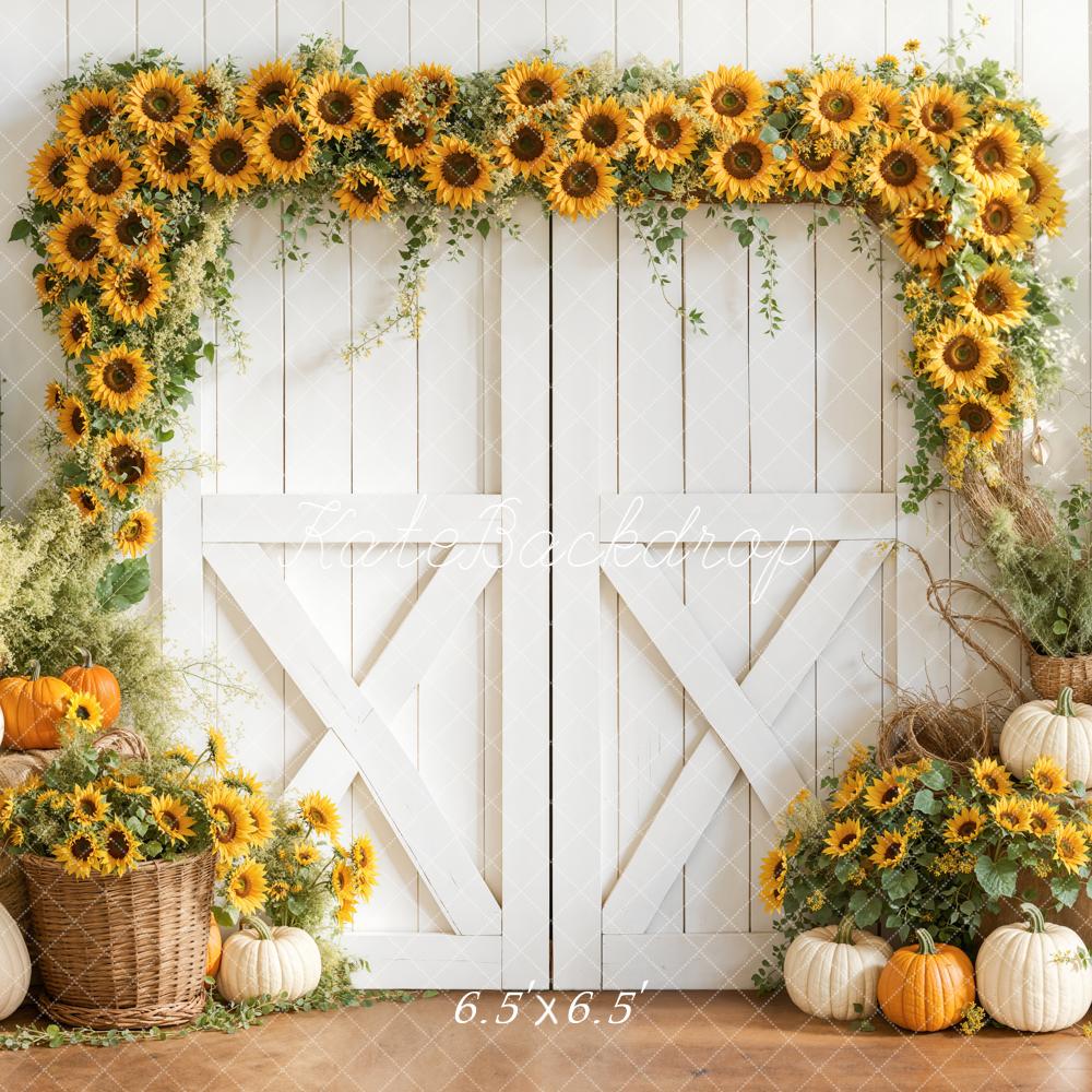 Kate Autumn Sunflower Pumpkins Backdrop Designed by Emetselch