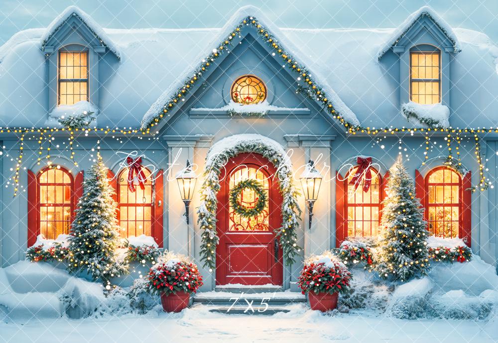 Kate Christmas Snowy House Backdrop Designed by Emetselch - Kate Backdrop AU