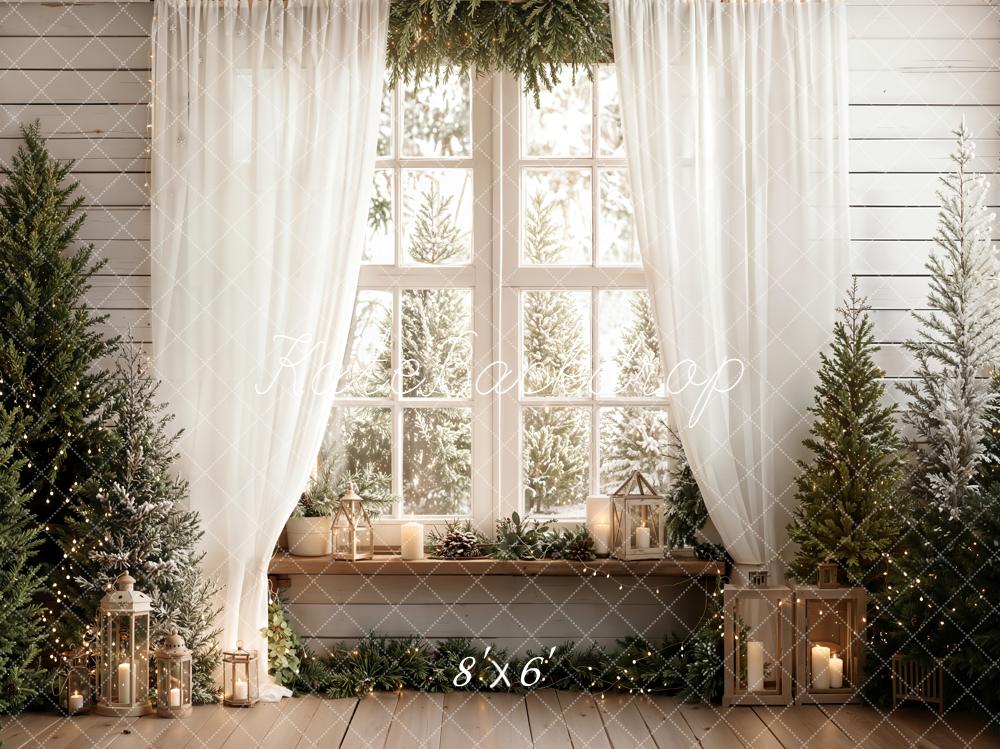 Kate Christmas Window Curtain Fleece Backdrop Designed by Emetselch