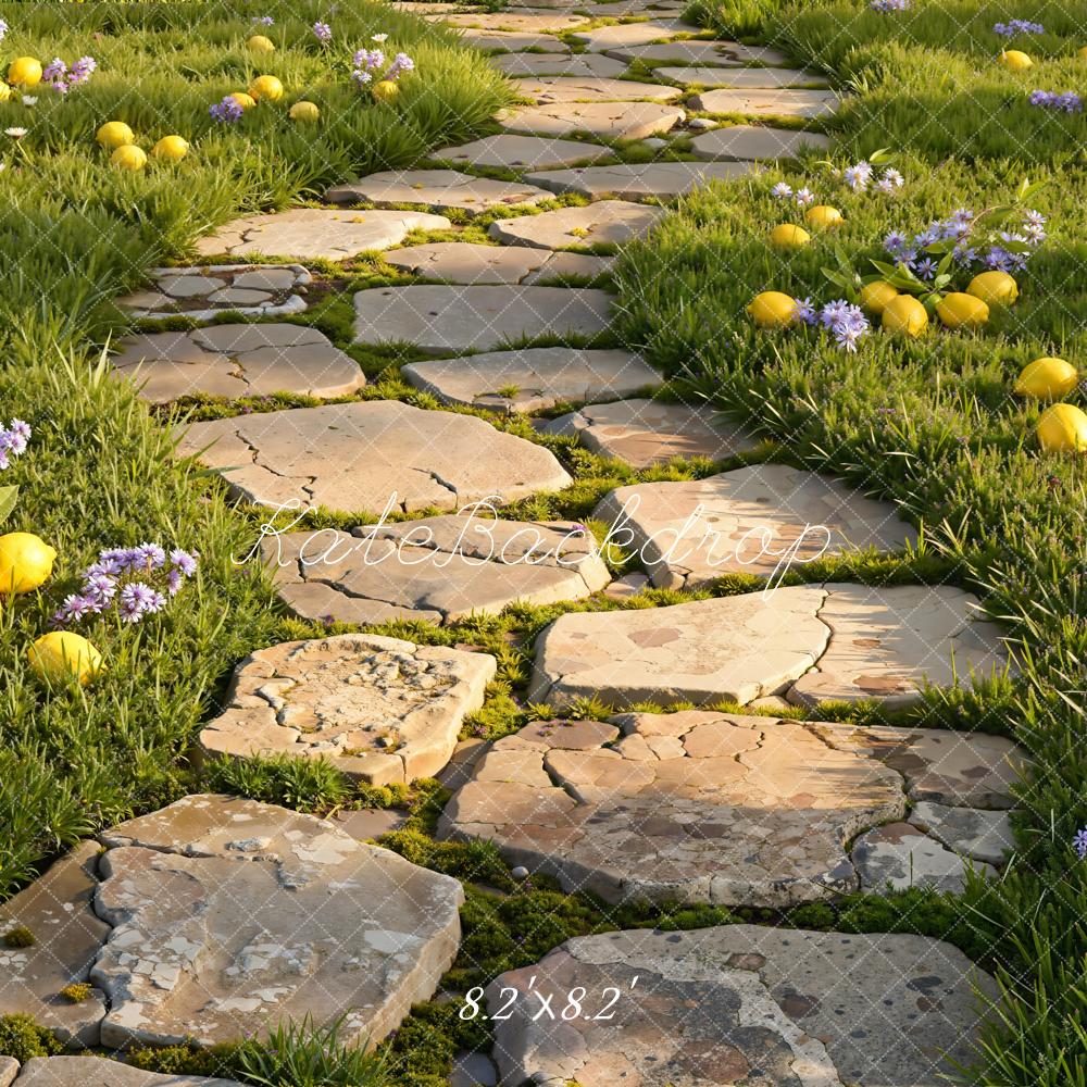 Kate Stone Path Lemons Grass Backdrop Designed by Emetselch