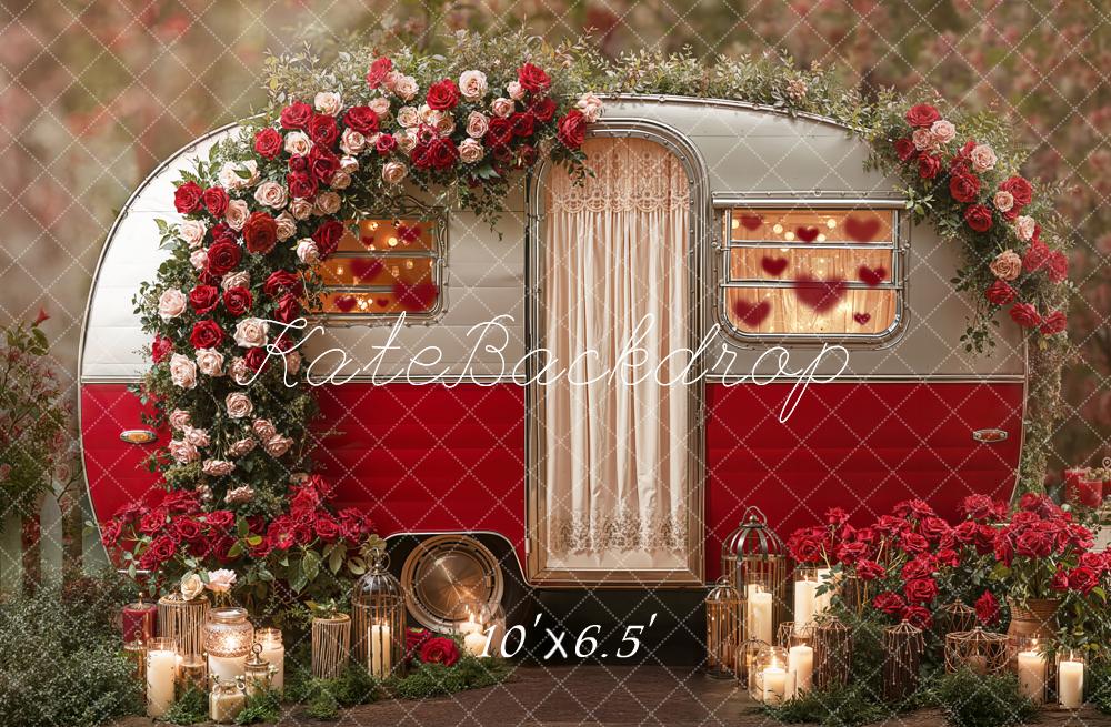 Kate Caravan Red Roses Candles Backdrop Designed by Emetselch