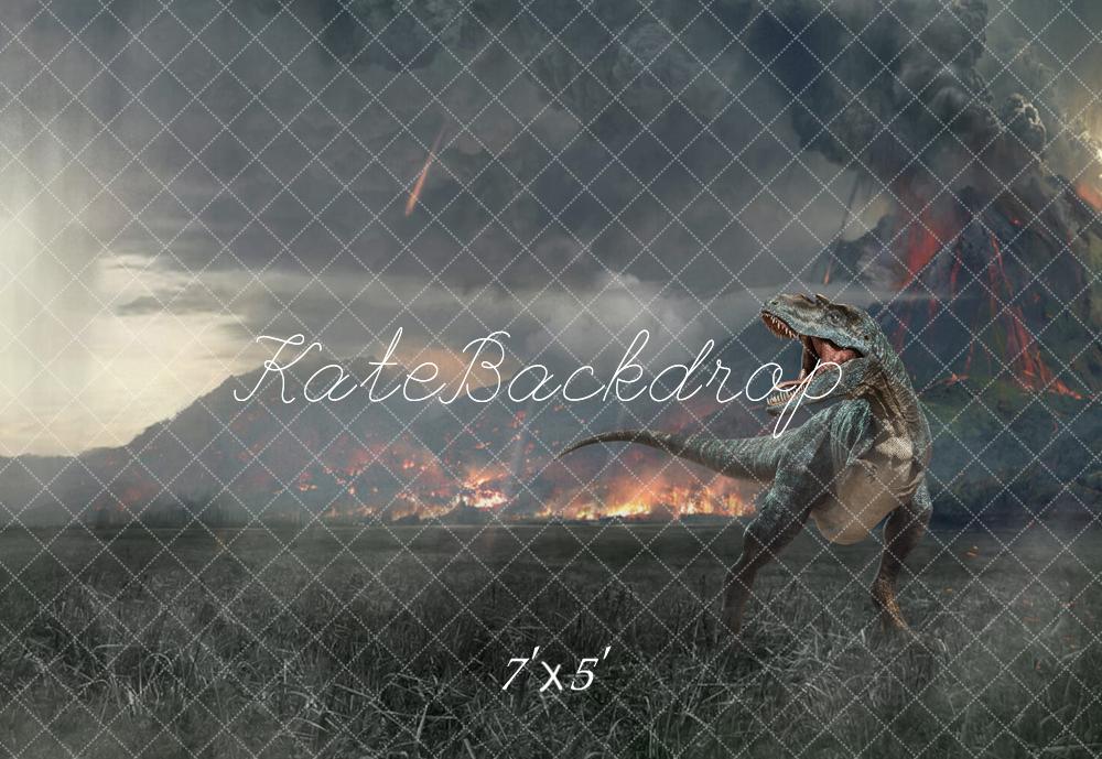 Kate Dinosaur Volcano Fiery Sky Backdrop Designed by Rose Abbas