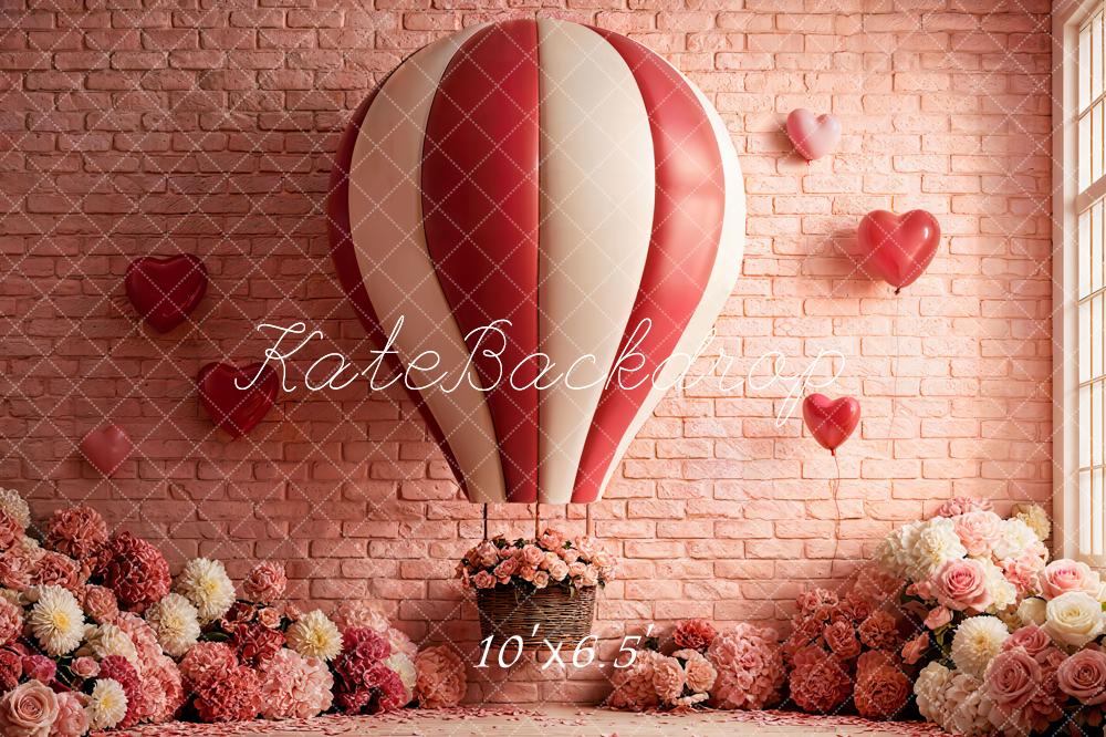 Kate Hot Air Balloon Heart Fleece Backdrop Designed by Emetselch