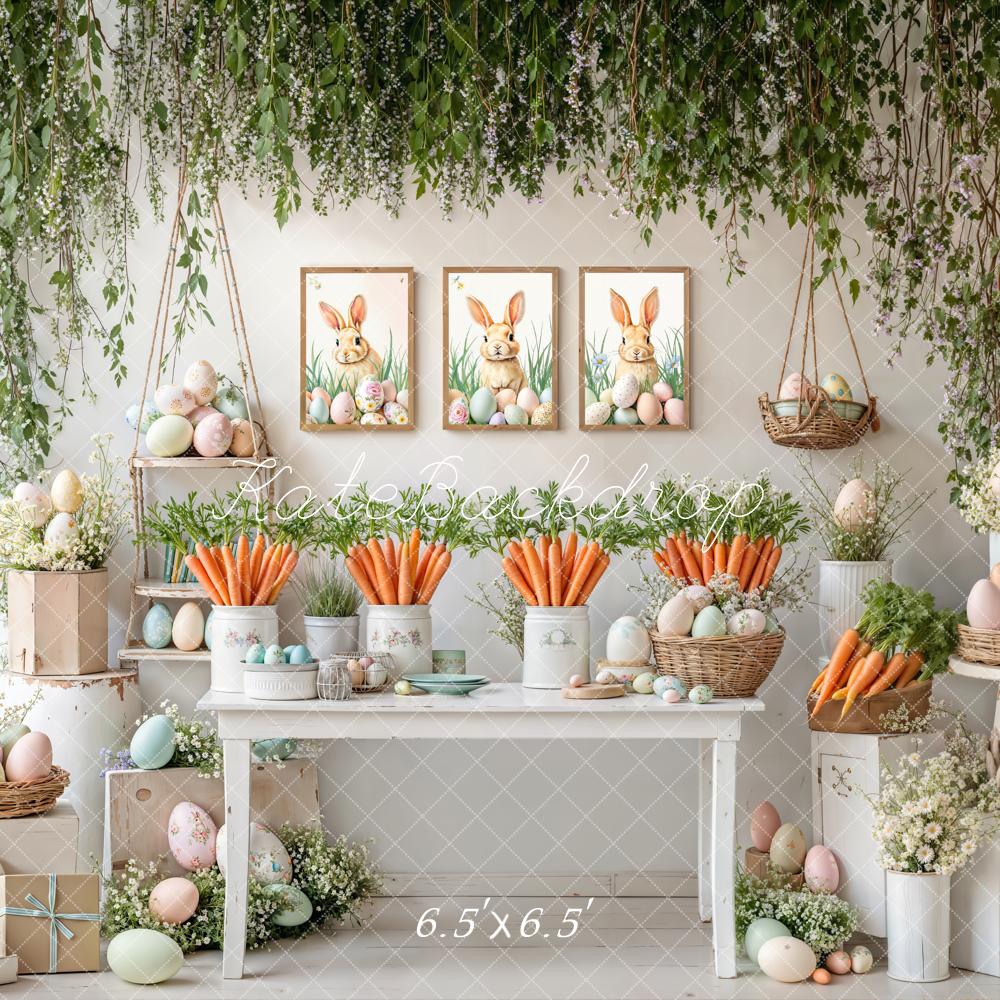Kate Easter Bunny Carrots Eggs Backdrop Designed by Emetselch