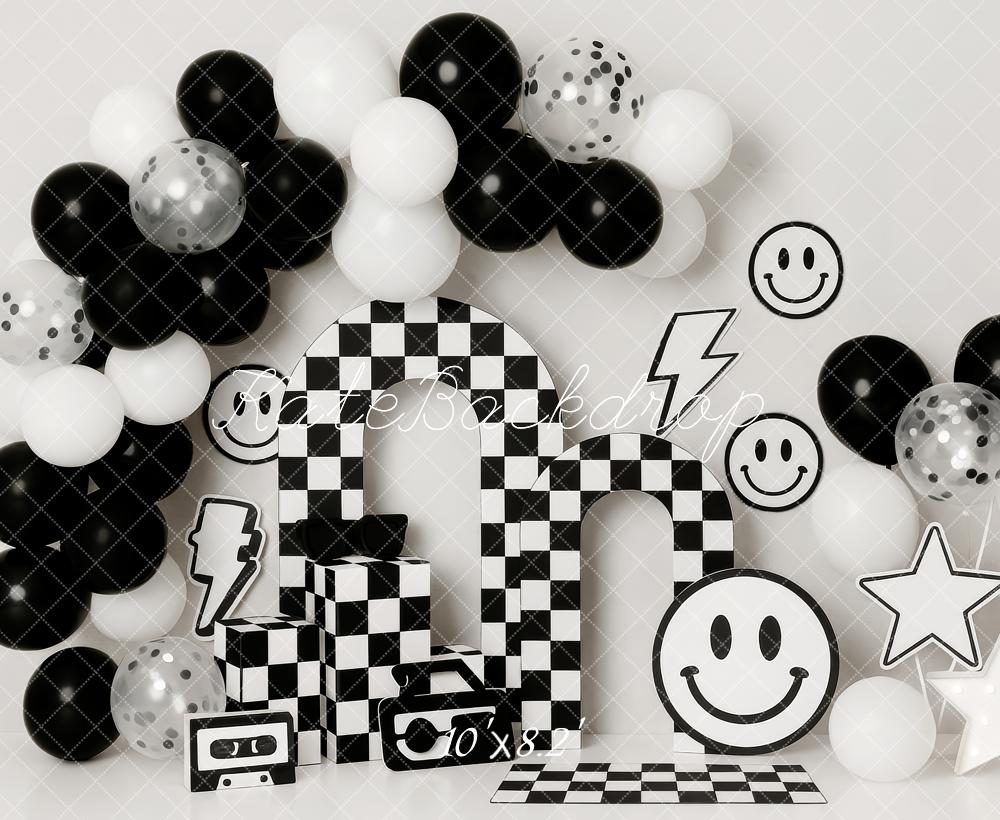 Kate Black White Checkered Balloons Backdrop Designed by Patty Roberts