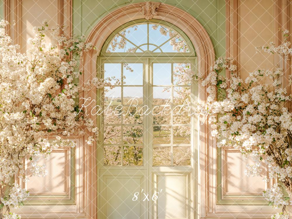 Kate Flower Arch Door Spring Fleece Backdrop Designed by Chain