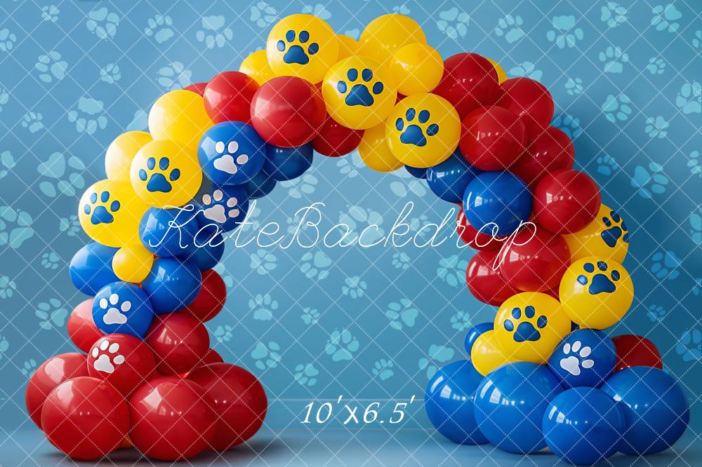 Kate Paw Balloon Arch Blue Backdrop Designed by Emetselch