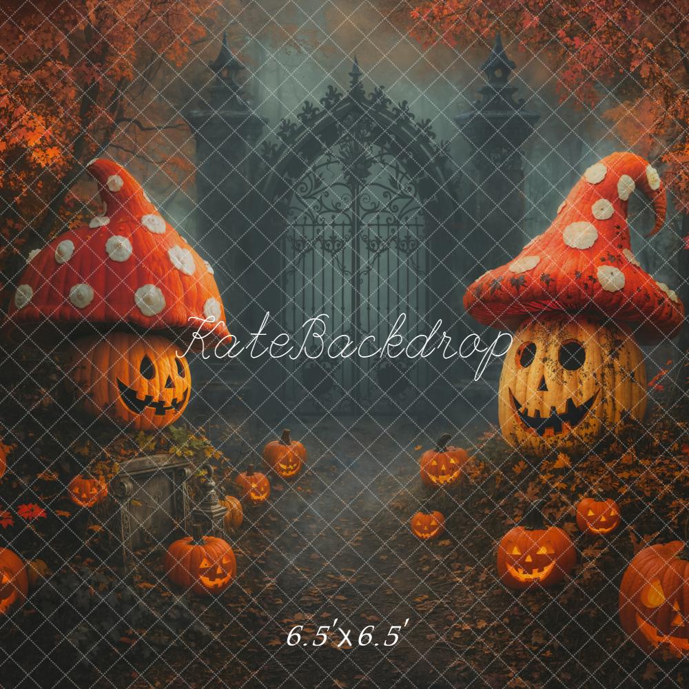 Kate Halloween Jack O Lanterns Mushroom Gate Backdrop Designed by Chain
