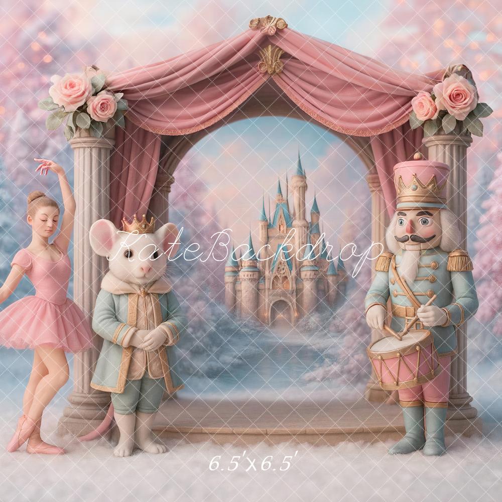 Kate Nutcracker Ballet Castle Arch Pink Backdrop Designed by Ashley Paul - Kate Backdrop AU