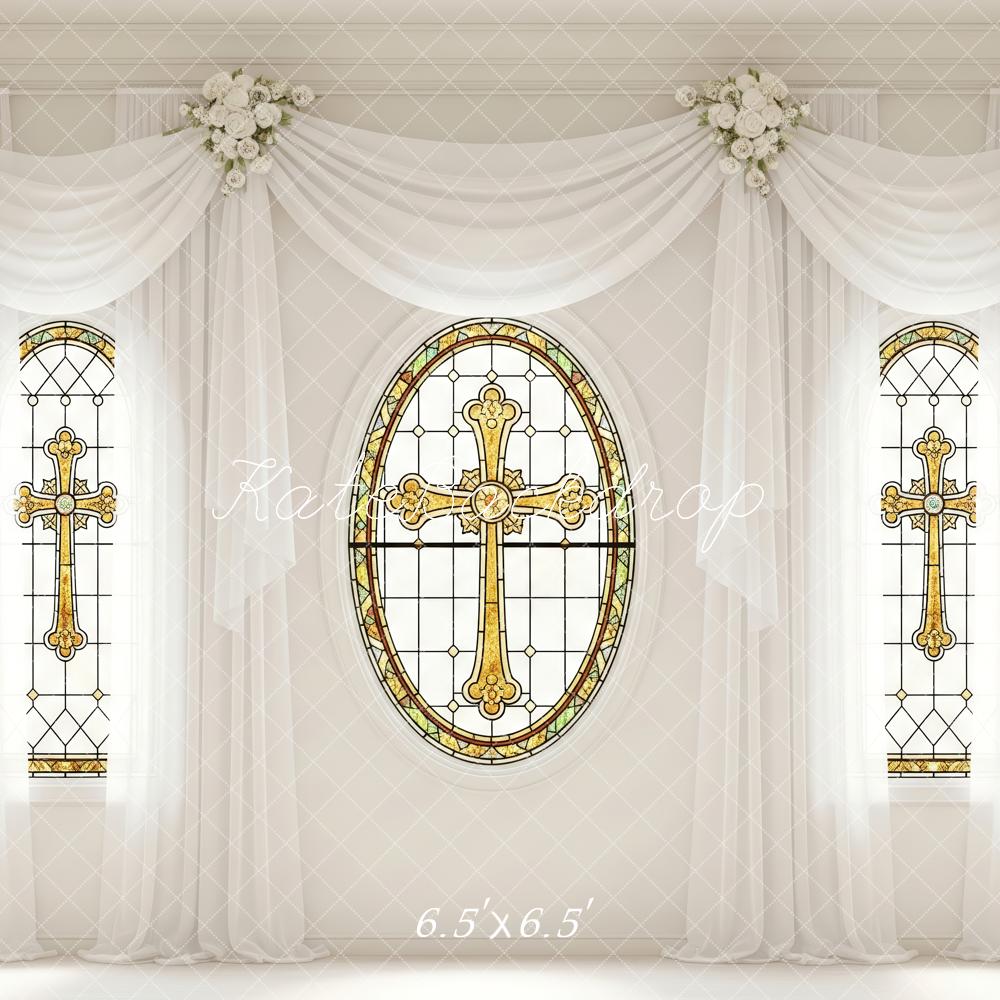 Kate Window Cross White Drapes Backdrop Designed by Patty Roberts