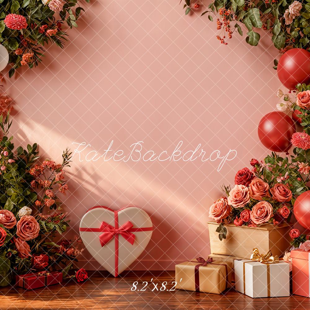 Kate Valentines Flowers Balloons Gift Backdrop Designed by Emetselch