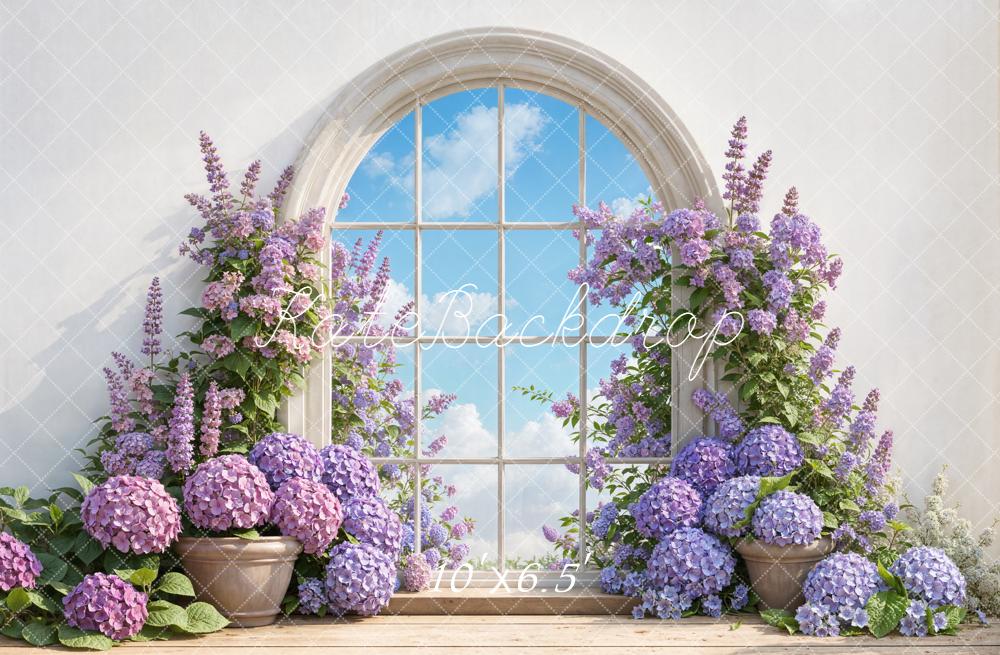 Kate Flower Arch Purple Blossoms Window Backdrop Designed by Emetselch