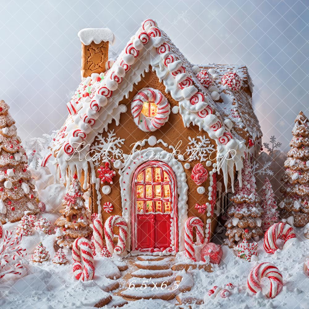 Kate Christmas Gingerbread House Trees Snow Backdrop Designed by Chain - Kate Backdrop AU