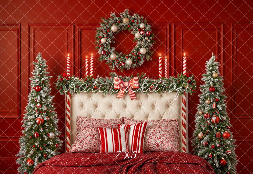 Kate Christmas Bed Wreath Christmas Trees Backdrop Designed by Emetselch - Kate Backdrop AU