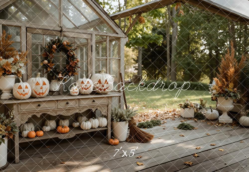 Kate Halloween Pumpkin Greenhouse Backdrop Designed by Mini MakeBelieve