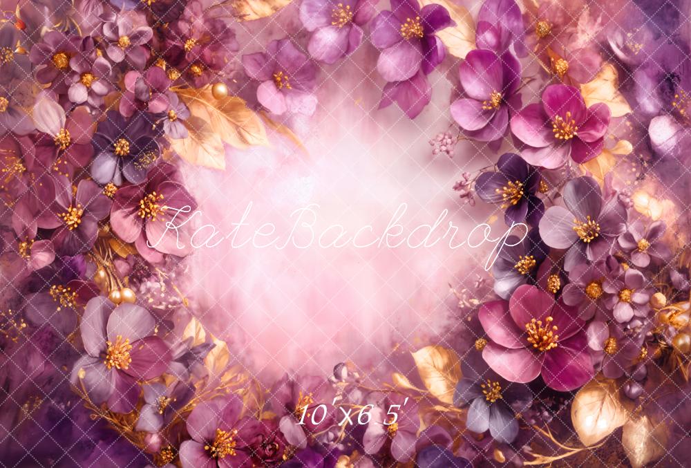 Kate Floral Leaves Newborn Fleece Backdrop Designed by GQ