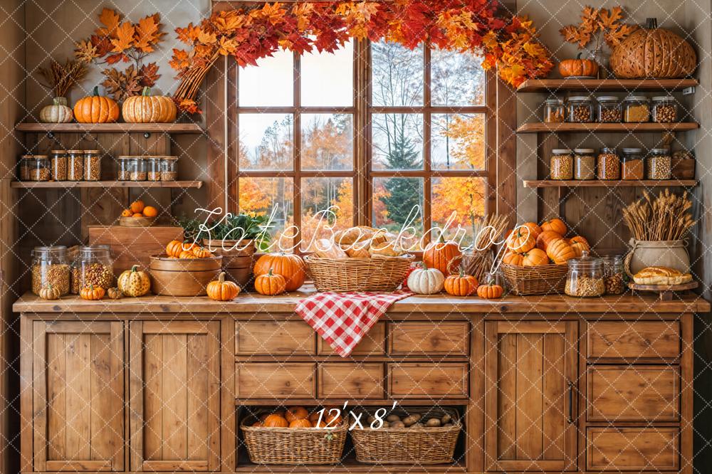 Kate Autumn Pumpkin Kitchen Window Backdrop Designed by Emetselch