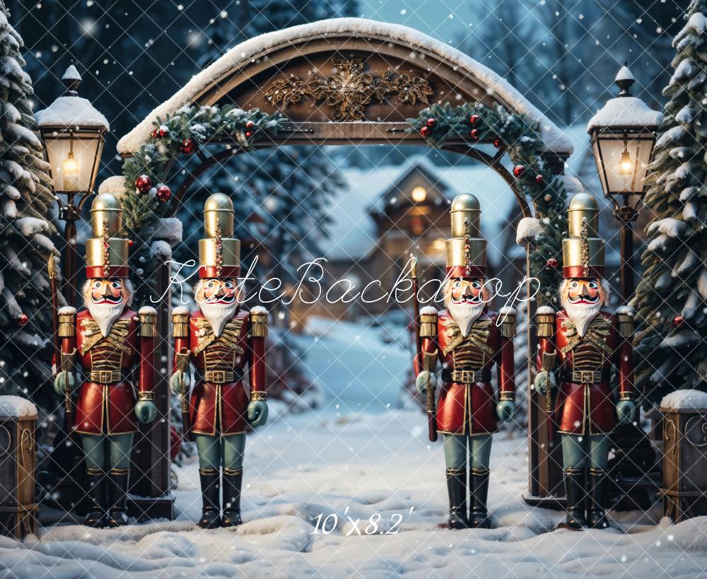Kate Christmas Nutcracker Archway Snow Backdrop Designed by Emetselch - Kate Backdrop AU