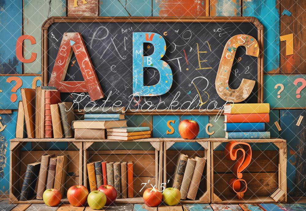 Kate Back to School ABC Books Apples Chalkboard Backdrop Designed by Emetselch