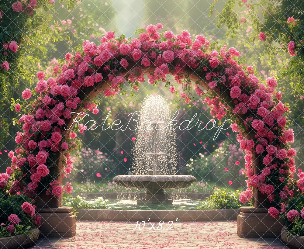 Kate Flower Arch Garden Fountain Backdrop Designed by Patty Roberts - Kate Backdrop AU