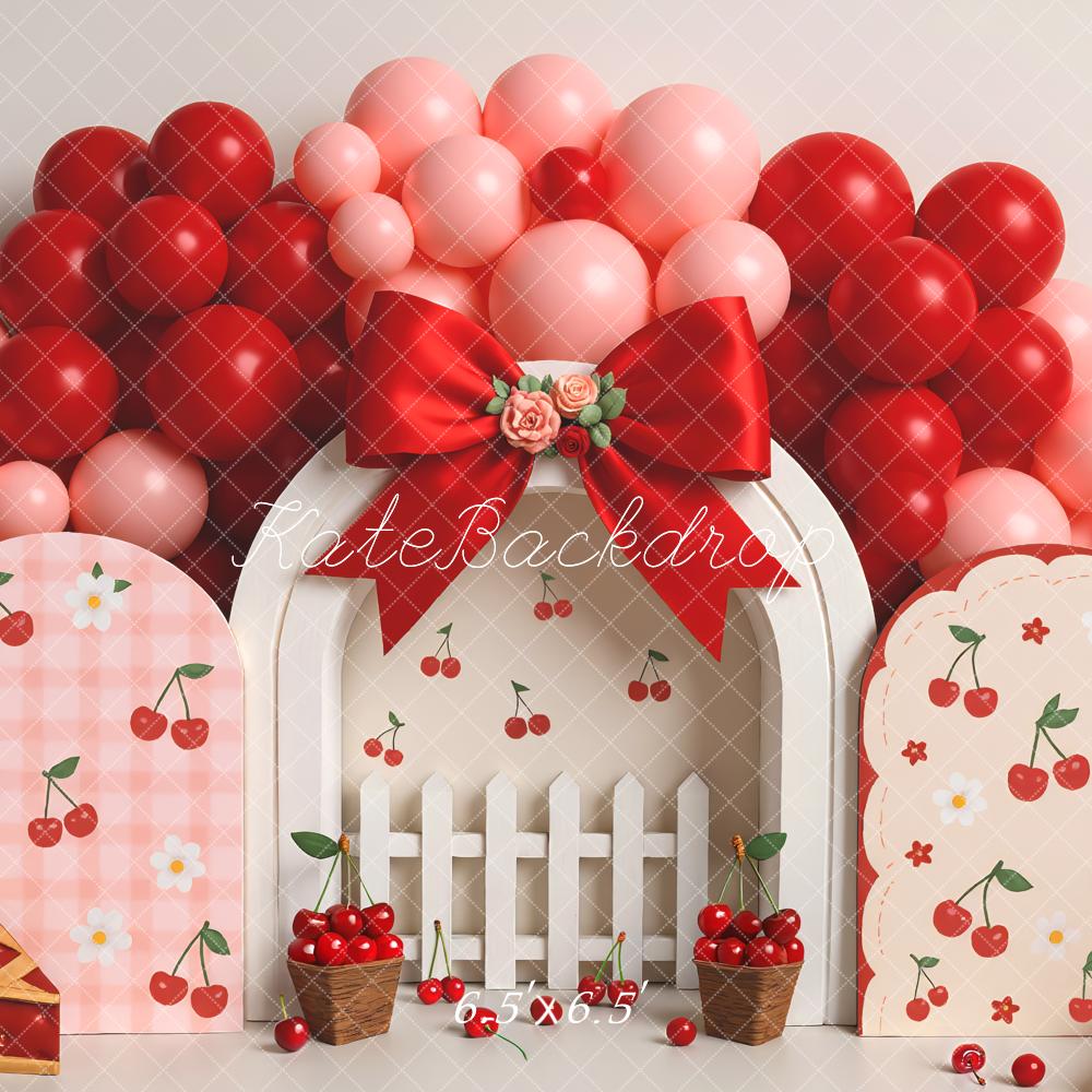 Kate Cherry Balloons Bow Cake Smash Backdrop Designed by Mini MakeBelieve